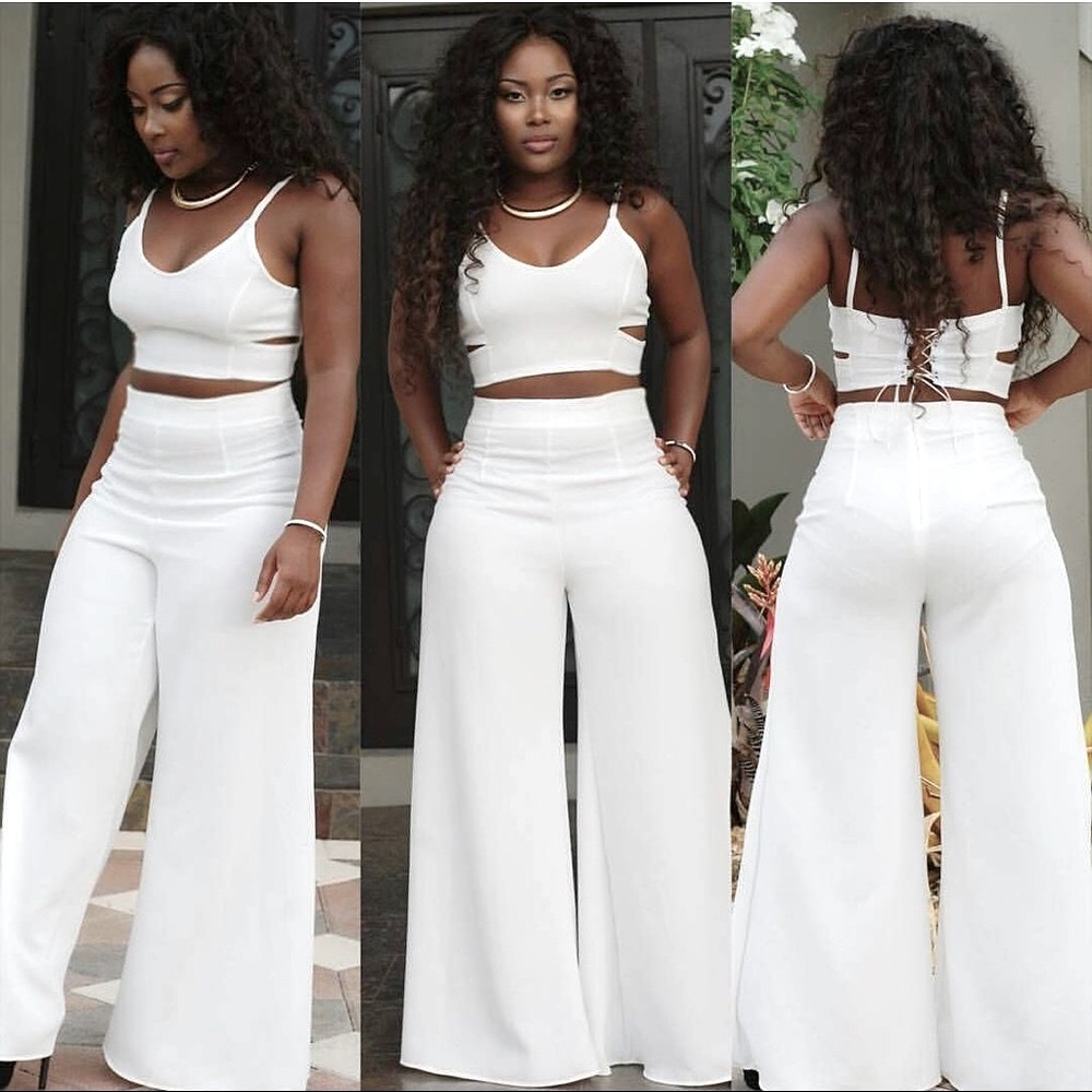 Sexy Hollowout White Cami Style Top & Pant Outfit❌ Price firm❌❌LAST 1❌